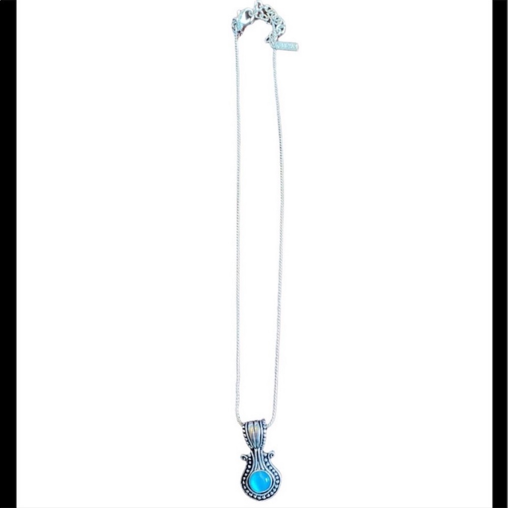 Napier Silver Tone and Turquoise Pendant Necklace